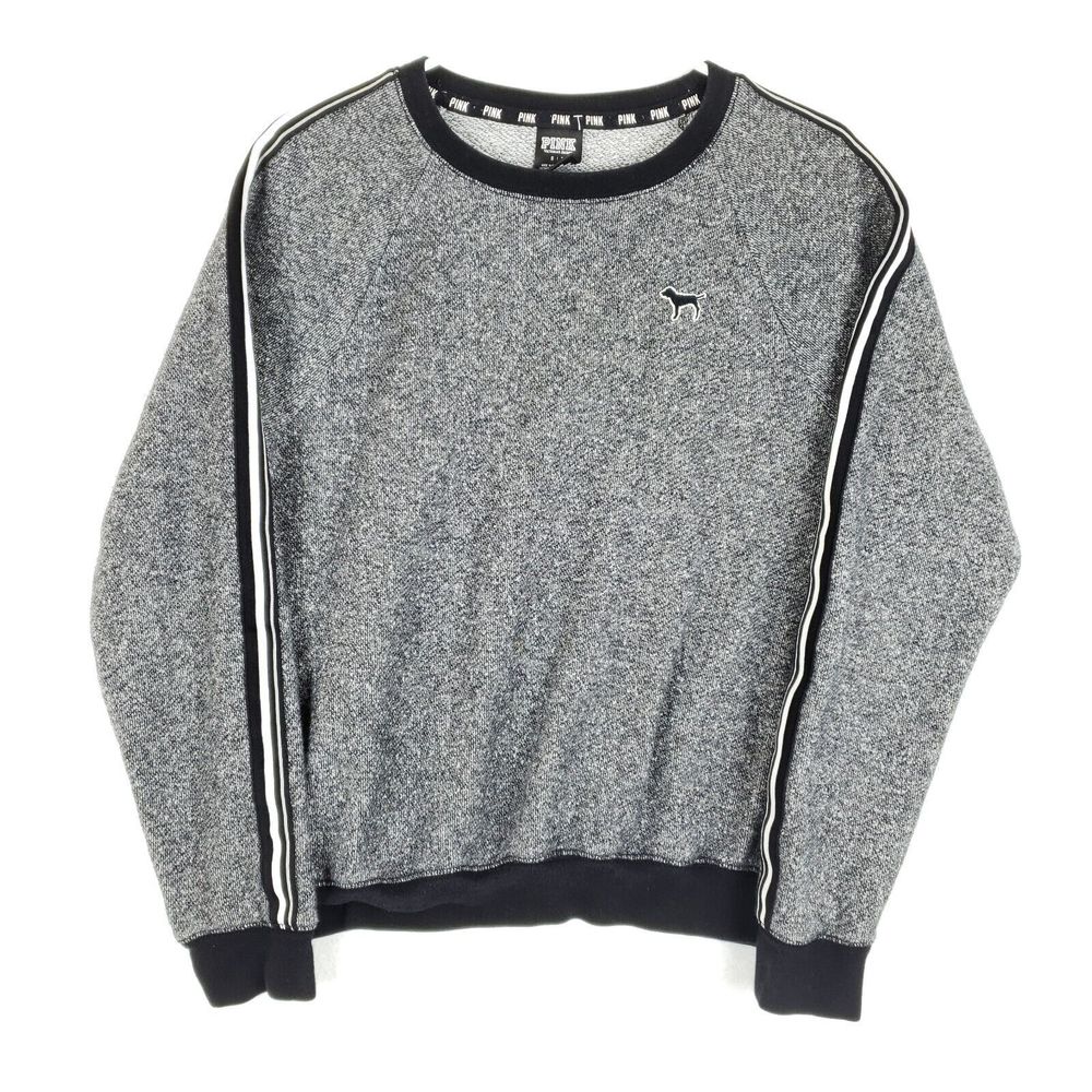 Victorias Secret PINK Sweatshirt Womens Small Gray Long Sleeve Logo